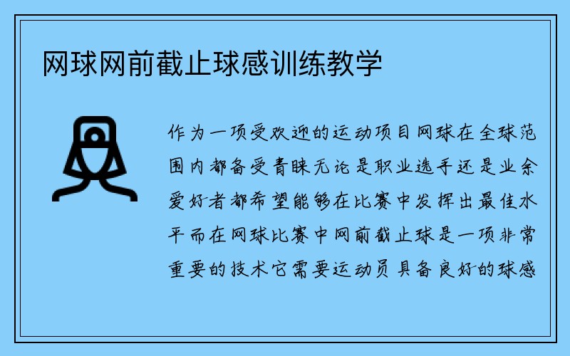 网球网前截止球感训练教学